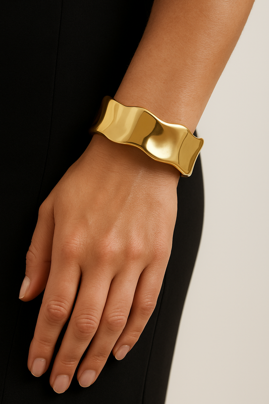 Rippled Gold Bangle