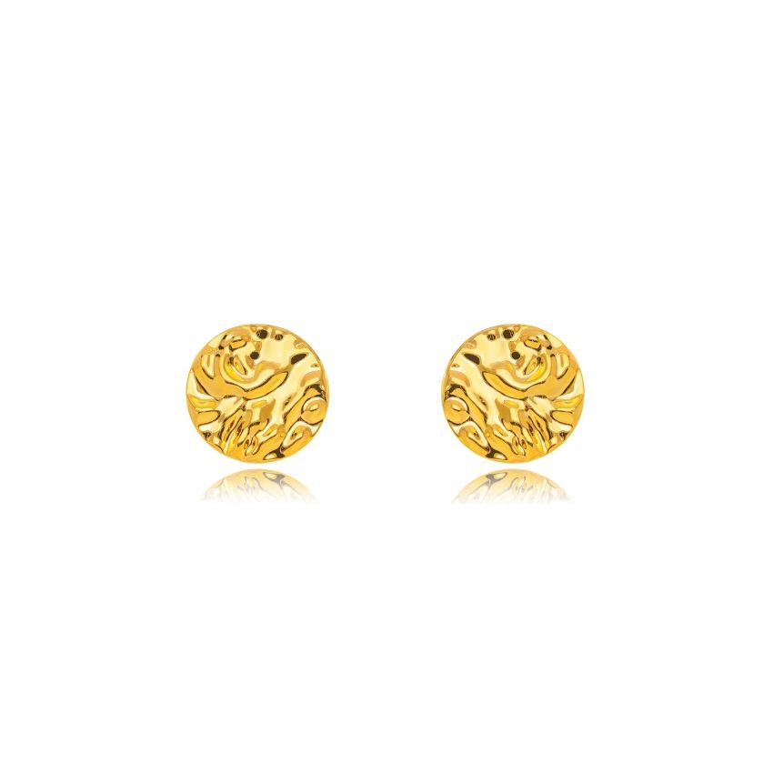 Hammered Gold Disc Studs