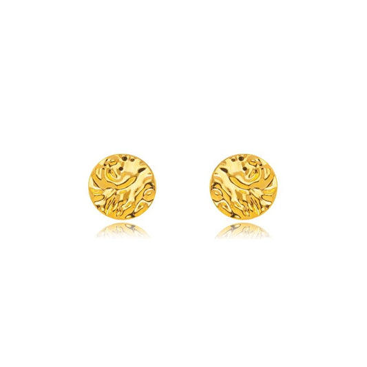 Hammered Gold Disc Studs