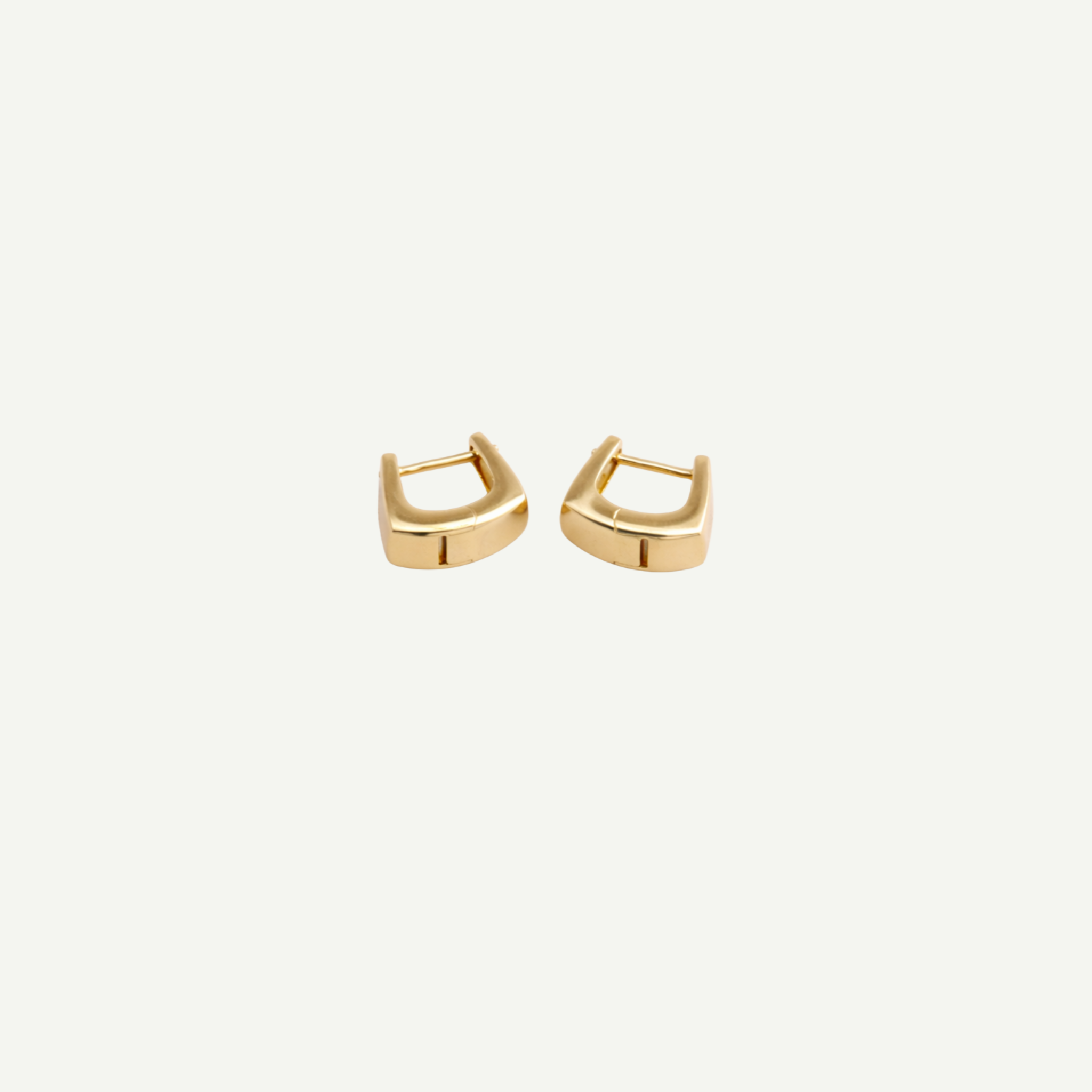 Pair of gold hoop earrings on a white background