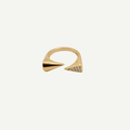 Gold ring with a unique design on a white background