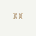 Gold 'X' shaped earrings on a light beige background
